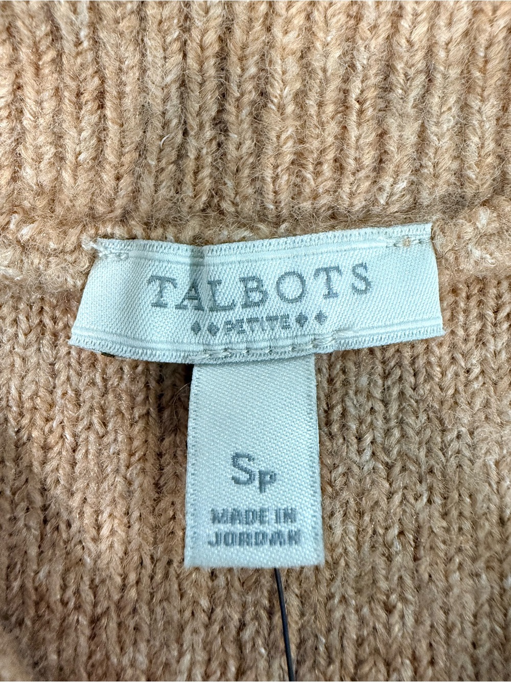 Talbots Petite Small Half Zip Sweater Camel Tan Openwork Knit NWT - Picture 7 of 10